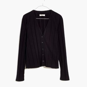 Madewell Ribbed Black V Neck Cardigan Medium NWT